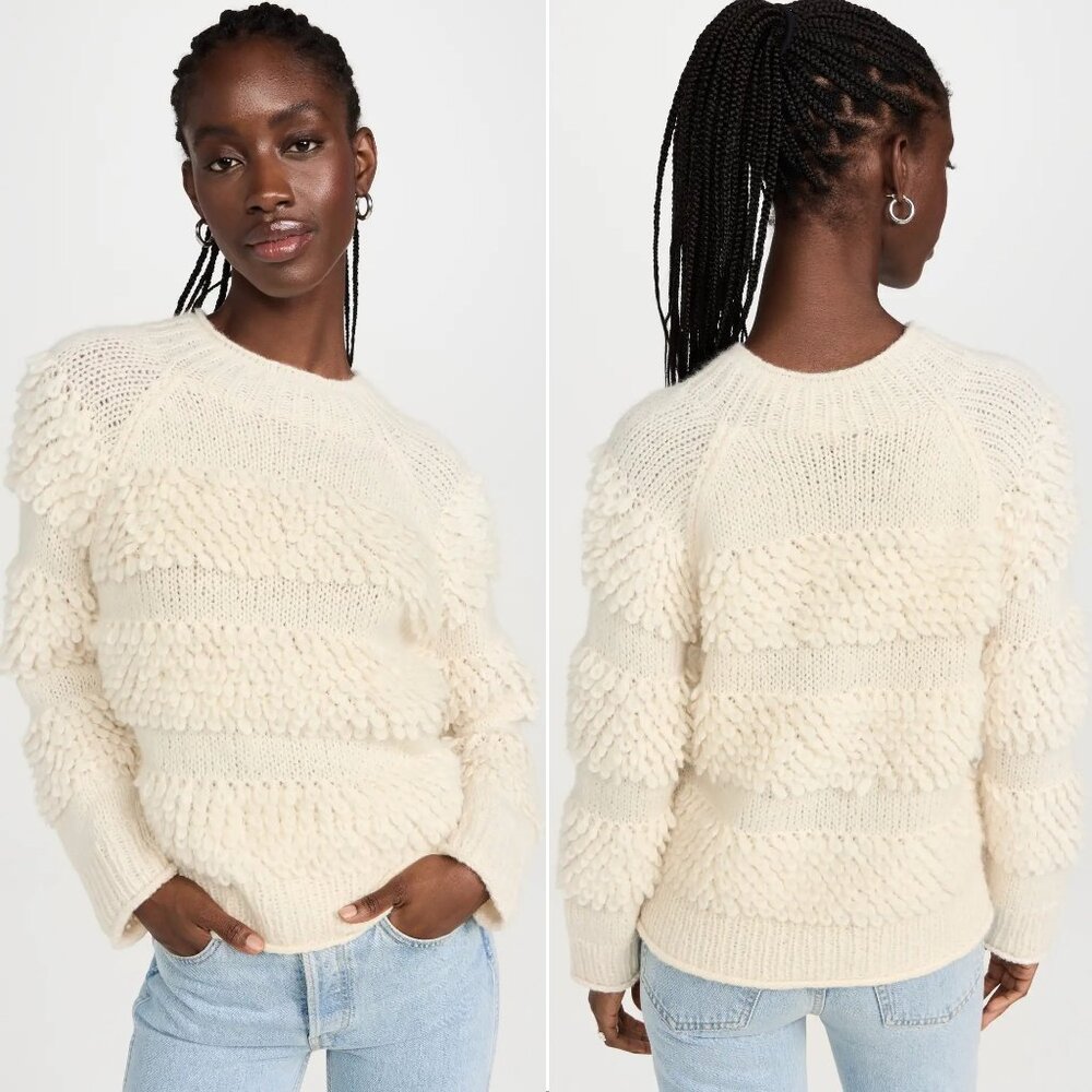 FAHERTY Polly SWEATER Size S Peruvian Baby Alpaca Wool Winter White NEW NWT $248